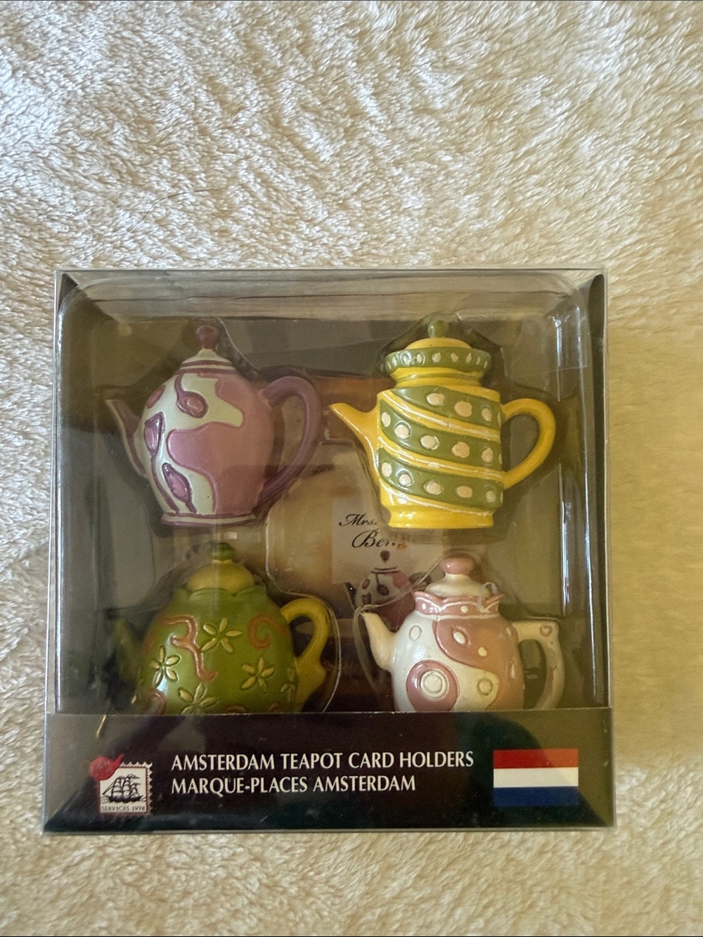 Amsterdam Teapot Card Holders – Multicolor Decorative Set